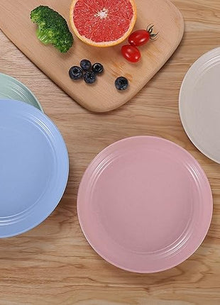 LuckyZone 7 Inches Small Unbreakable Wheat Straw Plates - Reusable Plate Sets of 4 - Dishwasher & Microwave Safe - Perfect for Dinner Dishes - Healthy, BPA Free & Eco-Friendly (7 Inches)