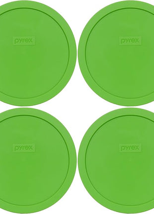 Pyrex 7402-PC Green Round 6/7 Cup Plastic Storage Lid, Made in USA - 4 Pack