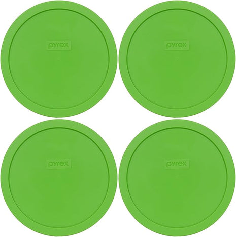 Pyrex 7402-PC Green Round 6/7 Cup Plastic Storage Lid, Made in USA - 4 Pack