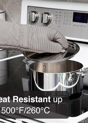 All-Clad Premium Silicone Oven Mitt: Heat Resistant to 500 Degrees - 100% Cotton & Silicone, 14"x7" Pot Holder for Kitchen and Barbeque, (1-Pack), Titanium Gray