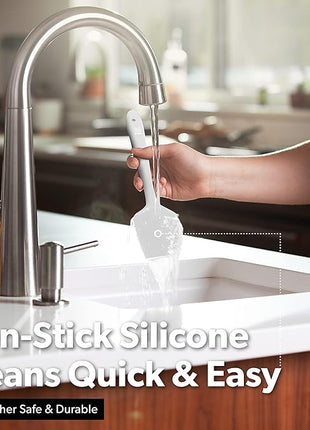 DI ORO Silicone Spatula Set - Rubber Kitchen Spatulas for Baking, Cooking, & Mixing - 600°F Heat-Resistant & BPA Free Silicone Scraper Spatulas for Nonstick Cookware - Dishwasher Safe (3pc, Stone)