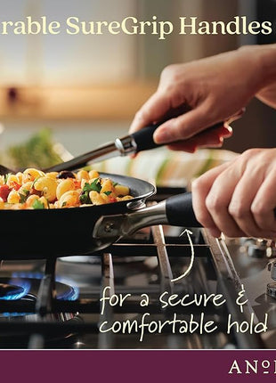 Anolon Advanced Home Hard Anodized Nonstick Frying Pan, 14.5 Inch – Large Skillet with Helper Handle, 14 Inch Nonstick Frying Pan, Durable Cookware - Onyx