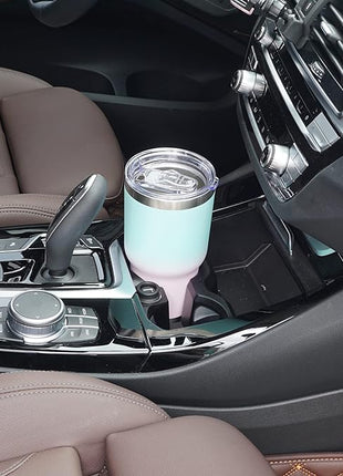 WETOWETO 30oz Tumbler, Stainless Steel Vacuum Insulated Water Coffee Tumbler Cup, Double Wall Powder Coated Spill-Proof Travel Mug Thermal Cup for Home Outdoor (Green-Pink Gradient, 1 Pack)