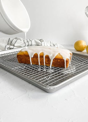 USA Pan Bakeware Half Sheet Baking Pan and Bakeable Nonstick and Cooling Rack Set, Metal