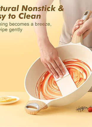 SENSARTE Ceramic Nonstick Frying Pan Skillet with Lid, 12 Inch Large Deep Frying Pan, 5 Qt Saute Pan, Induction Pan, Healthy Non Toxic Cooking Pan with Helper Handle, PFOA PFAS PTFE Free