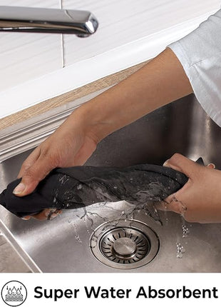 Urban Villa Kitchen Towels, Premium Quality,Solid Satin Weave 100% Cotton Dish Towels, Ultra Soft (Size: 20X30 Inch), Black Highly Absorbent Bar Towel & Tea Towel(Set of 3) - Halloween