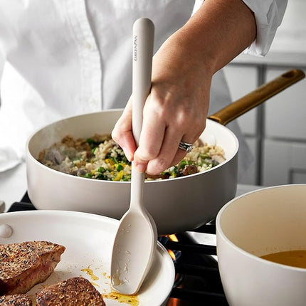 GreenPan Silicone Ultimate Spoon, Mixing Stirring Serving Cooking Kitchen Utensil, Flexible Rubber Nonstick Cookware, Rigid Steel Core, Heat-Resistant, Anti-Slip Handle BPA-Free Dishwasher Safe, Taupe