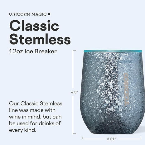 Corkcicle Stemless Wine Tumbler - Keeps Drinks Cold for 6 Hours - Triple-Insulated Stainless Steel - Non-Slip Base - Summer Drinkware Gift - Keeps Drinks Ice Cold - 12 oz - Ice Breaker