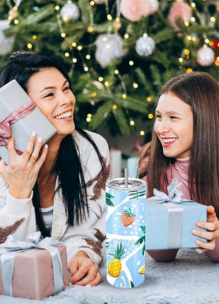 Joyclub Sublimation Tumblers Blanks 20 oz Skinny Straight Tumblers Bulk Stainless Steel Insulated Sublimation Cups with Lids and Straw, Gift Box