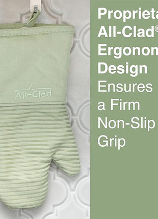 Extra Long Silicone Oven Mitts Heat Resistant 500 Degrees, 1 Pack, 14"x7" Fennel, All-Clad Kitchen Textiles