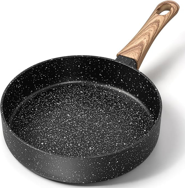 MICHELANGELO Small Frying Pan Nonstick - 6 Inch Single Egg Frying Pan, Mini Skillet with Stay-Cool Handle, Non-Toxic Omelette Pan, Black