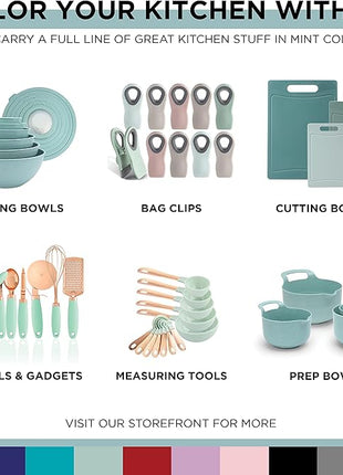 COOK WITH COLOR Prep Bowls with Lids- Wide and Deep Nesting Plastic Small Mixing Bowl Set with Lids, 12 Piece Set - Wide Bowls, Mint