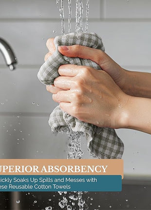 Casa Platino Hand Towels for Kitchen Set of 6 – 100% Cotton 18"x28" Kitchen Towels, Super Absorbent – Crafted for Farmhouse Charm, Drying Dishes, Or Entertaining Guests – Slate Grey