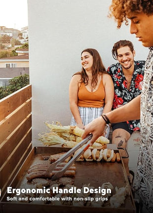 16" Extra-Long Stainless Steel Grill Tongs – Premium Locking BBQ Tongs for Grilling, Cooking, Barbecue, Tailgating – Easy Grip with Hanging Hook, Model 530-0103P