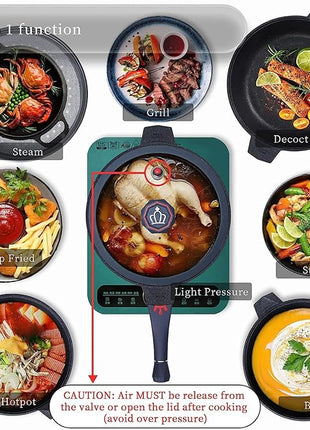 TIBORANG 8 in 1 Multipurpose 11 Inch 5 Quart Heat Indicator Nonstick Deep Frying Pan with Glass Lid, Stay-cool Handle, Steamed Grid, PFOA-Free,Dishwasher&Oven Safe,Works with All Stovetops(Navy Blue)