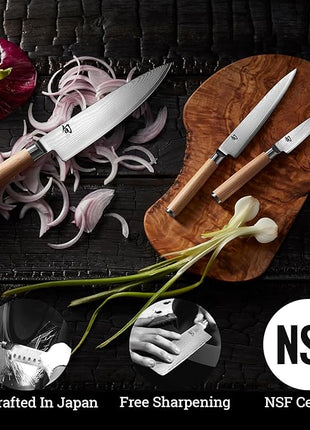 Shun Classic Blonde 3.5" Paring Knife, Handcrafted Japanese Vegetable & Fruit Knife, VG-MAX Core with Damascus Stainless Steel Cladding, Pakkawood Handle, Small Tool for Peeling, Coring & Cutting