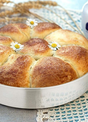 E-far 9½ Inch Cake Pan Set of 2, Stainless Steel Round Cake Baking Pans, Non-Toxic & Healthy, Mirror Finish & Dishwasher Safe