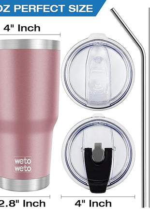 WETOWETO 30 oz Tumbler Stainless Steel Vacuum Insulated Coffee Cup Double Wall Vacuum Coffee Cup Thermal Cups for Hot and Cold drinks, Suitable for Beach, Travel (Rose Gold, 1 Pack)