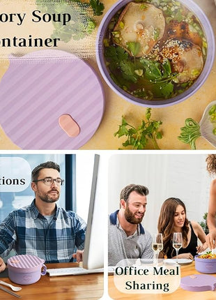 AI LOVE PEACE Ramen Bowls, 40 oz Large Microwavable Noodle Bowls (2 Purple) with Chopsticks, Sporks, and Utensil Bag, Portable Microwave Bowl for Home, Office, Dorm, or College Gift.