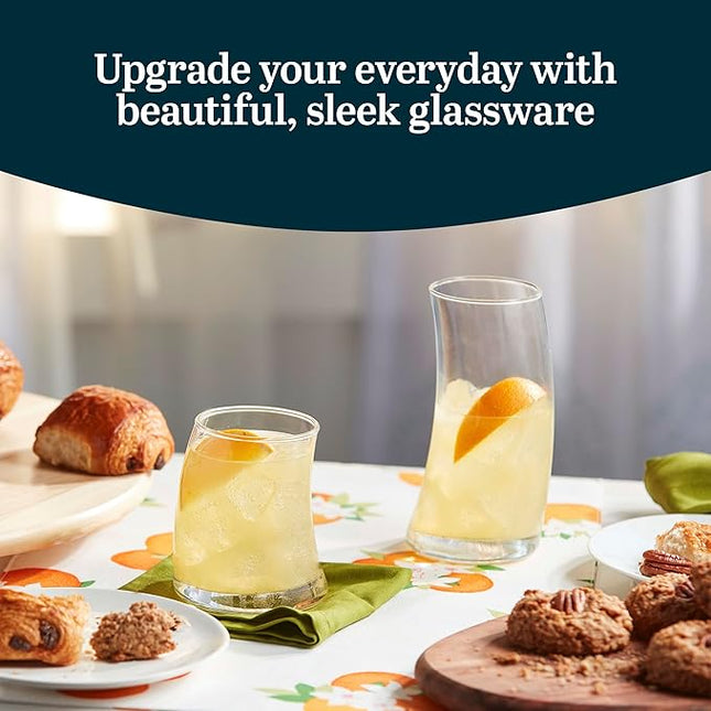 Libbey Swerve Drinking Glasses Set of 16, Dishwasher Safe, Chip Resistant Everyday Drinking Glasses, Fun and Edgy Set of Glasses for Special Events