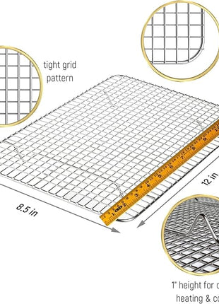 KITCHENATICS Small Quarter Sheet Cooling Rack for Cooking & Baking, Oven Safe Stainless Steel Rack, Baking Rack for Oven Cooking, Heavy Duty Cookie Cooling Rack fits Quarter Sheet Pan, 8.5" x12" IN