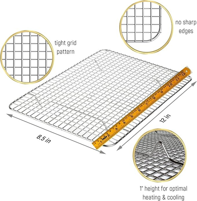 KITCHENATICS Small Quarter Sheet Cooling Rack for Cooking & Baking, Oven Safe Stainless Steel Rack, Baking Rack for Oven Cooking, Heavy Duty Cookie Cooling Rack fits Quarter Sheet Pan, 8.5" x12" IN