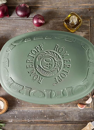 Romertopf Clay Roaster | 40 Years Anniversary Edition | Non-Stick Dutch Oven | Healthy Pot Cooking | Clay Baker | Versatile Cooking Vessel - 3.7 Quarts (3.5 Liters) for up to 6 people - Green