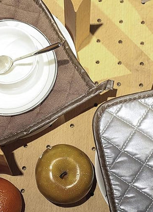 Joyhalo 4 Pack Pot Holders for Kitchen,Cotton Oven Holder with Great Heat Resistance,Non Slip Hot Pads for Kitchen Clearance,Brown