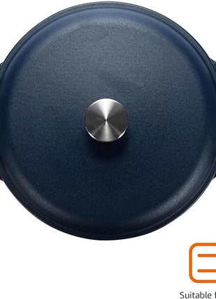 Amazon Basics Cast Iron Dutch Oven Pot with Lid, Enameled, Round, Dual Handles, Heavy-Duty, Medium, 6-Quart, Matte Navy