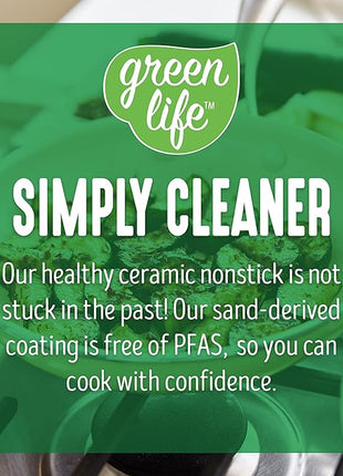 GreenLife Artisan Healthy Ceramic Nonstick, 8" and 10" Frying Pan Skillet Set, Stainless Steel Handle, PFAS-Free, Dishwasher Safe, Oven Safe, Yellow