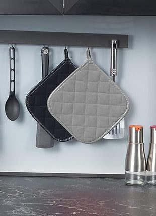 Pot Holders Cotton Made Machine Washable Heat Resistant Potholder, Pot Holder, Hot Pads, Trivet for Cooking and Baking (5, Grey)