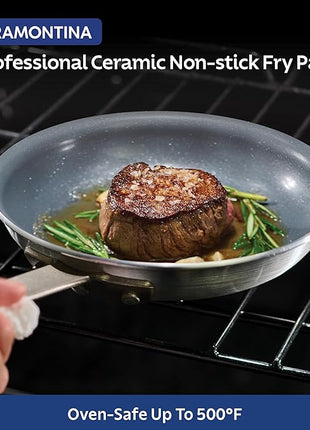 Tramontina Professional 10-Inch Ceramic Non Stick Frying Pan, Heavy-Gauge Aluminum Skillet with Nonstick Coating, Dishwasher and Oven Safe, Gray