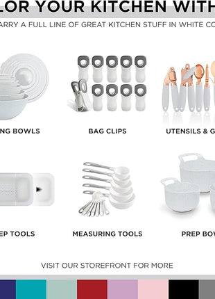 COOK WITH COLOR Silicone Cooking Utensils, Kitchen Utensil Set, Easy to Clean Silicone Kitchen Utensils, Cooking Utensils for Nonstick Cookware, Kitchen Gadgets Set, Standard, White