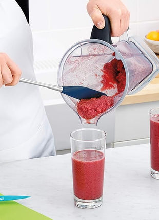 Tovolo Jar Spatula Silicone Long Stainless Steel Handle Scraper Spatula Deep Indigo, Jar Scraper Heat Resistant Dishwasher Safe BPA Free Kitchen Utensil for Scraping Spreading Jelly Peanut Butter