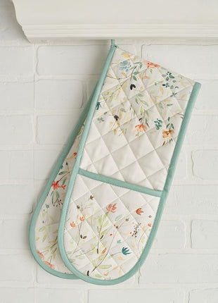 Maison d' Hermine Double Oven Mitts 100% Cotton 7"x35" Double Oven Mitt Heat Resistant BBQ Cooking Gloves with Loop, Baking, Grilling, Home, Kitchen, Handling Hot Pans Spring Summer (Colmar)