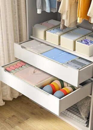 DIMJ Drawer Organizer Clothes, 24 Pack Dresser Organizer, Foldable Closet Organizers and Storage, Fabric Dresser Drawer Organizers, Drawer Dividers for Nursery, Baby Clothes, Underwears, Sock
