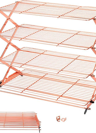 Geesta 2/3/4-Tier Collapsible Cooling Rack with Adjustable 3 Setting Design Stackable Cooling Roasting Cooking for Cookies Baking - Copper Cooking Utensils