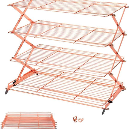 Geesta 2/3/4-Tier Collapsible Cooling Rack with Adjustable 3 Setting Design Stackable Cooling Roasting Cooking for Cookies Baking - Copper Cooking Utensils