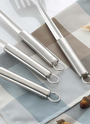 Pleafind 2-Pcs Ladle and Slotted Spoon, Soup Ladle and Strainer Spoons, Stainless Steel Cooking Spoon and Skimmer Spoons, Kitchen Utensils, Wok Utensils for Home and Restaurant, Dishwasher Safe