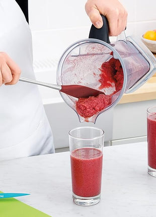 Tovolo Flex-Core Long-Handled Silicone Jar Scraper Spatula, Stainless Steel Handle, Heat-Resistant Silicone Head With Curved Front for Scooping & Scraping, Dishwasher-Safe & BPA-Free, Cayenne