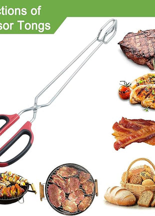 Extra Long Scissor Tongs 16-Inch Stainless Steel Barbecue Grilling Tongs