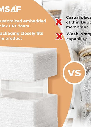 ComSaf Glass Food Storage Containers Set, 3 Pcs Airtight Clear Food Jars with Lids, Square Stackable Kitchen Canisters, Glass Jars For Spaghetti Pasta, Spice, Sugar, Candy, Tea, and Coffee Beans