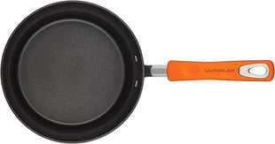 Rachael Ray Brights Hard-Anodized Aluminum Nonstick Cookware Set with Glass Lids, 10-Piece Pot and Pan Set, Gray with Orange Handles