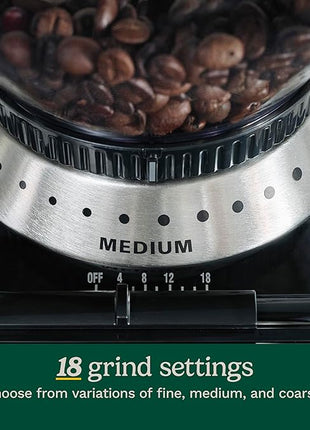 Cuisinart Coffee Grinder, Electric One-Touch Automatic Burr Coffee Grinder with 18-Position Grind Selector, Cup Size Selector for 4 – 18 Cups, DBM-8P1, Black Stainless