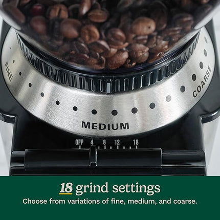 Cuisinart Coffee Grinder, Electric One-Touch Automatic Burr Coffee Grinder with 18-Position Grind Selector, Cup Size Selector for 4 – 18 Cups, DBM-8P1, Black Stainless