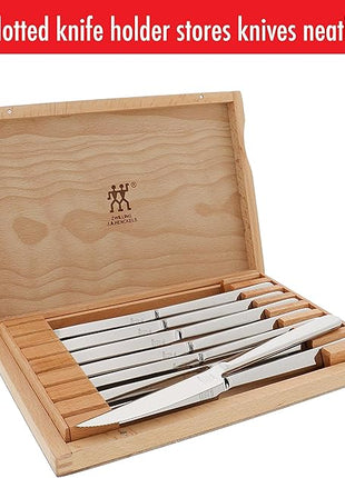 ZWILLING Contemporary Steak Knife Set of 8, Oval handle, Stainless Steel, with 12" x 10" case