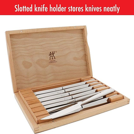 ZWILLING Contemporary Steak Knife Set of 8, Oval handle, Stainless Steel, with 12" x 10" case