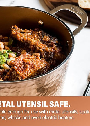 Gotham Steel Hammered 15 Pc Ceramic Cookware Set, Induction Pots and Pans Set Non Stick with Cooking Utensils & Steamer, Non Toxic Ceramic & Titanium Coating PFOA PFOS Free, Oven & Dishwasher Safe