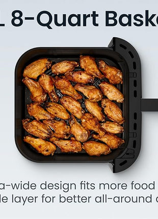 Chefman Crispinator Air Fryer 6-in-1 with 8 Qt capacity, 450°F Max Temp with TurboFry Pro Technology for Fast and Even Results, Viewing Window, Nonstick Ceramic Basket