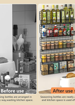 X-cosrack Spice Rack Organizer, 5-Tier Wall Spice Rack, Stackable Hanging Spice Jars Storage Racks, Great for Kitchen and Pantry, Up to Storage 48 Jars(Patent No.:D909138S)